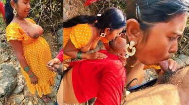 Horny Bhabhi Giving Blowjob To Her Lover In The Forest