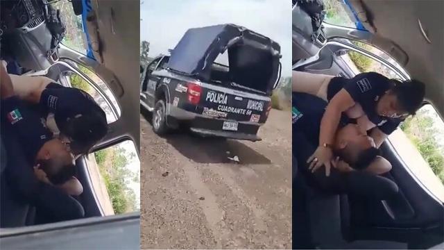 Guy Secretely Cops are fucking in car in an abandoned field MMS